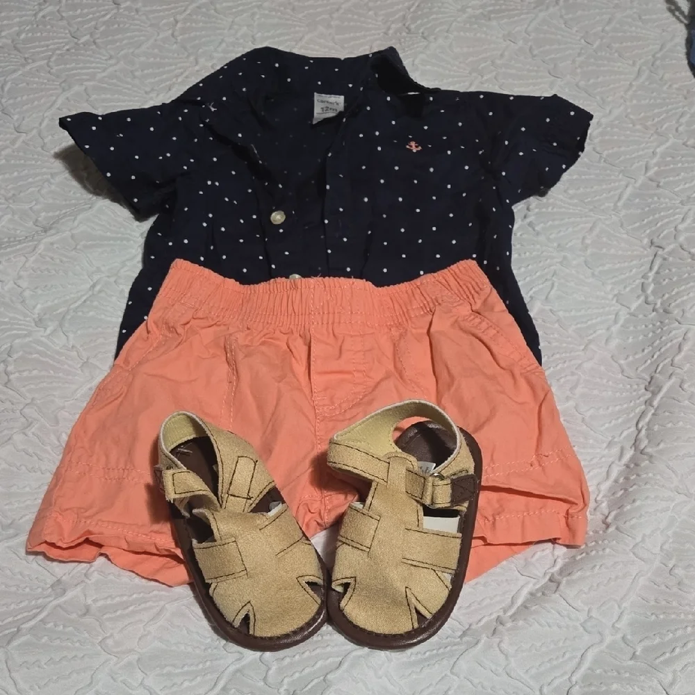 3/$10 Carter's Navy and Coral Kids Matching Set